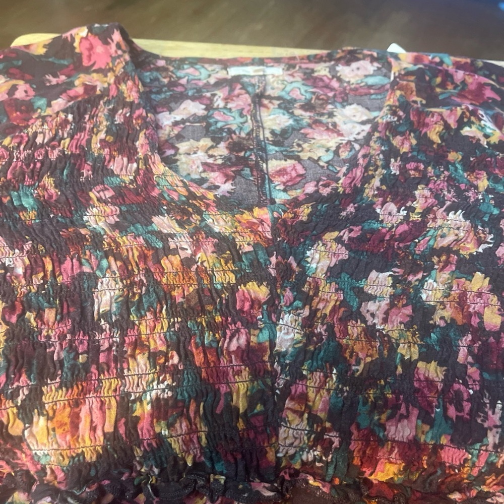 Maurices Floral Smocked Blouse- long sleeved dress V-Necked 3x. - Picture 7 of 13